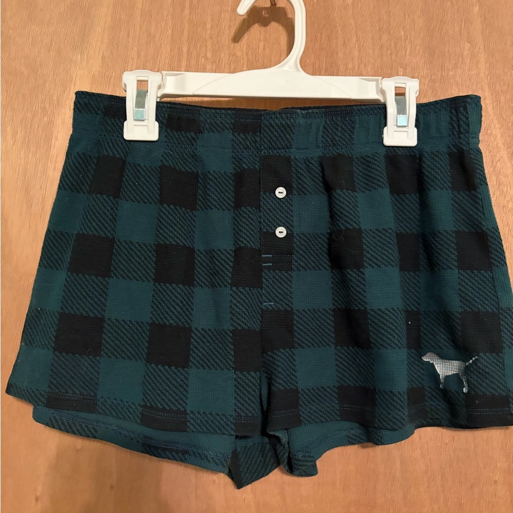 Victoria's Secret Black and Green Checkered Shorts